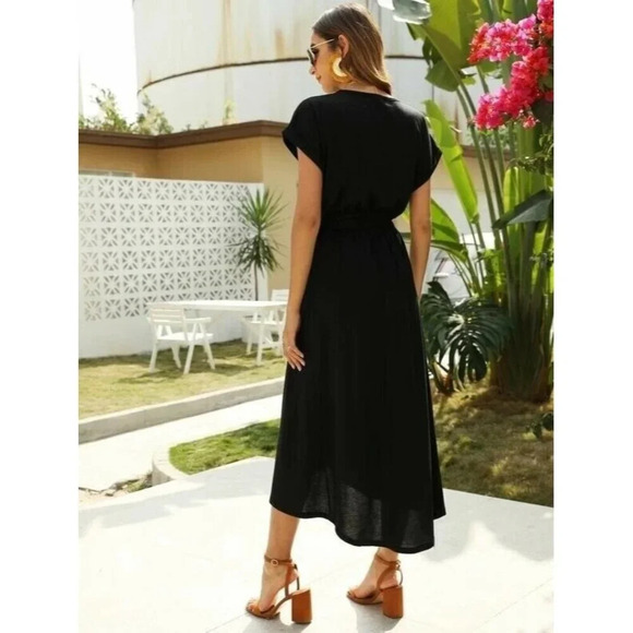 SHEIN Women Button Detail Belted Tulip Hem Dress Size M - Picture 9 of 9